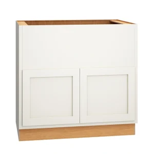 Diamond Express Jamestown 36-in W x 34.5-in H x 24-in D White Partial Overlay Apron Front Sink Base Fully Assembled Plywood Cabinet (Recessed Panel Shaker Style)