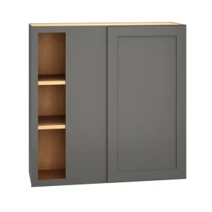 Diamond Express Jamestown 36-in W x 36-in H x 12-in D Moonstone Gray Blind Corner Wall Fully Assembled Plywood Cabinet (Recessed Panel Square Style)