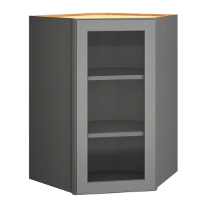 Diamond Express Jamestown 36-in W x 36-in H x 12-in D Moonstone Gray Diagonal Corner Wall Fully Assembled Plywood Cabinet (Recessed Panel Square Style)