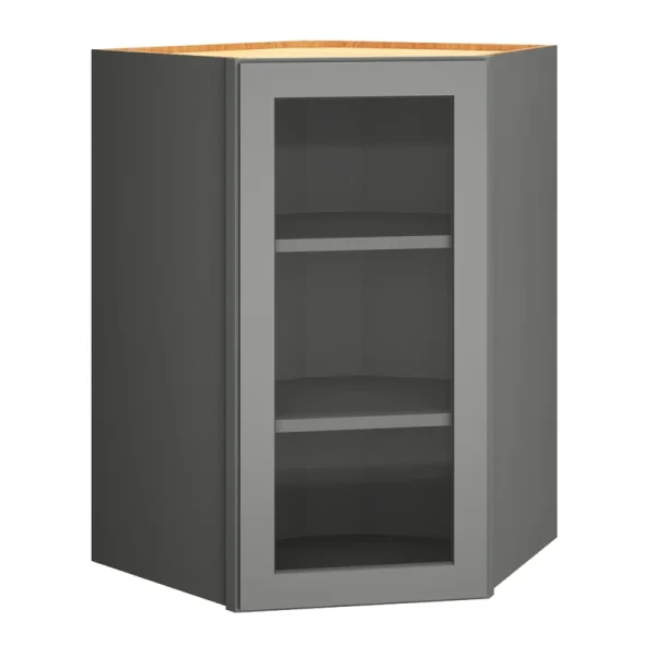 Diamond Express Jamestown 36-in W x 36-in H x 12-in D Moonstone Gray Diagonal Corner Wall Fully Assembled Plywood Cabinet (Recessed Panel Square Style)