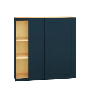 Diamond Express Jamestown 36-in W x 36-in H x 12-in D Regatta Blue Blind Corner Wall Fully Assembled Plywood Cabinet (Recessed Panel Shaker Style)