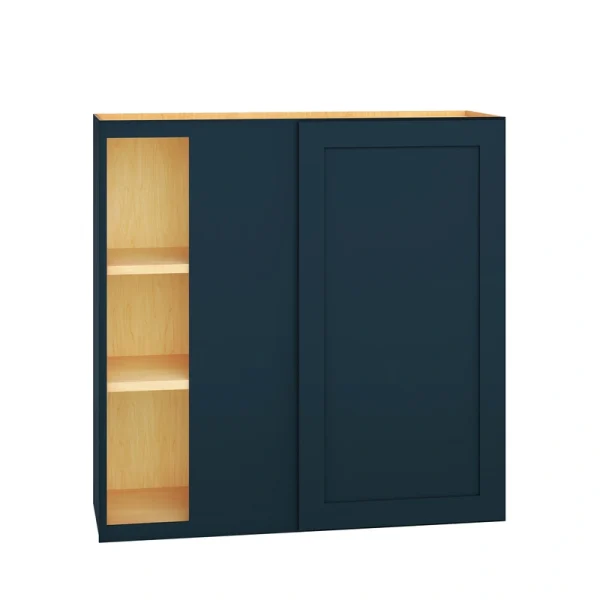 Diamond Express Jamestown 36-in W x 36-in H x 12-in D Regatta Blue Blind Corner Wall Fully Assembled Plywood Cabinet (Recessed Panel Shaker Style)
