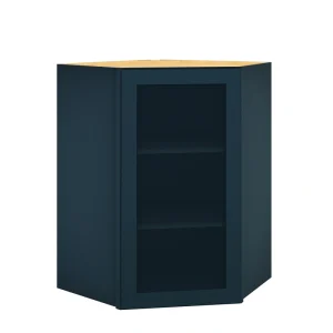 Diamond Express Jamestown 36-in W x 36-in H x 12-in D Regatta Blue Diagonal Corner Wall Fully Assembled Plywood Cabinet (Recessed Panel Shaker Style)