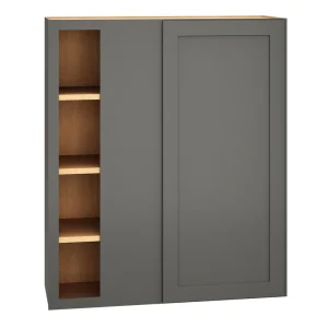 Diamond Express Jamestown 36-in W x 39-in H x 12-in D Moonstone Gray Blind Corner Wall Fully Assembled Plywood Cabinet (Recessed Panel Square Style)