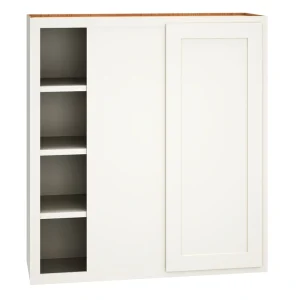 Diamond Express Jamestown 36-in W x 39-in H x 12-in D White Partial Overlay Blind Corner Wall Fully Assembled Plywood Cabinet (Recessed Panel Shaker Style)