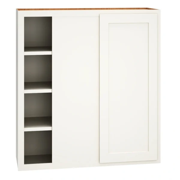 Diamond Express Jamestown 36-in W x 39-in H x 12-in D White Partial Overlay Blind Corner Wall Fully Assembled Plywood Cabinet (Recessed Panel Shaker Style)