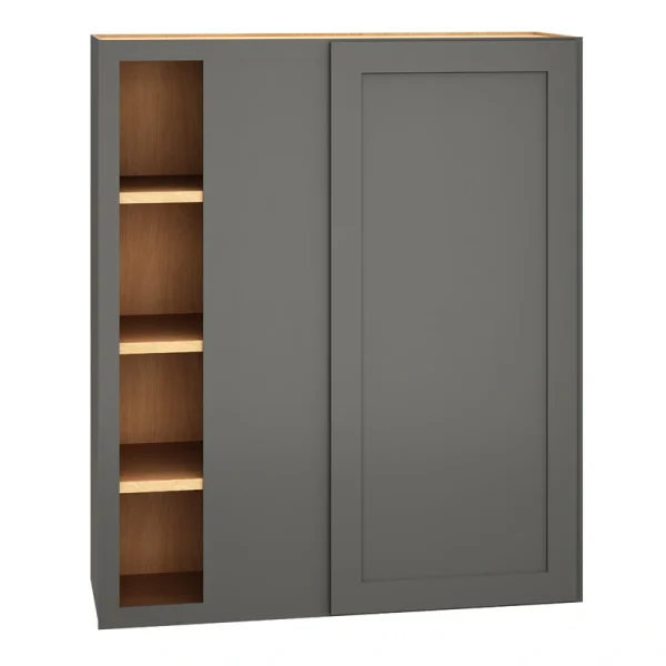 Diamond Express Jamestown 36-in W x 42-in H x 12-in D Moonstone Gray Blind Corner Wall Fully Assembled Plywood Cabinet (Recessed Panel Square Style)