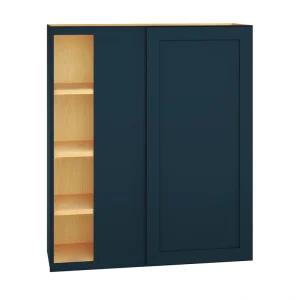 Diamond Express Jamestown 36-in W x 42-in H x 12-in D Regatta Blue Blind Corner Wall Fully Assembled Plywood Cabinet (Recessed Panel Shaker Style)