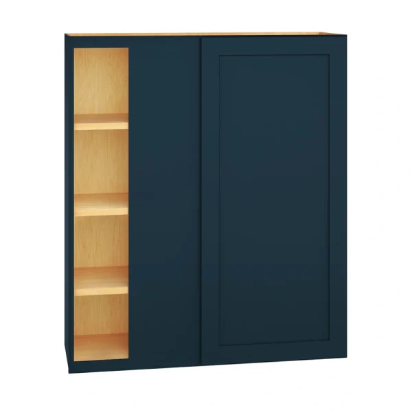 Diamond Express Jamestown 36-in W x 42-in H x 12-in D Regatta Blue Blind Corner Wall Fully Assembled Plywood Cabinet (Recessed Panel Shaker Style)