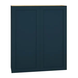 Diamond Express Jamestown 36-in W x 42-in H x 12-in D Regatta Blue Wall Fully Assembled Plywood Cabinet (Recessed Panel Shaker Door Style)