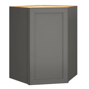 Diamond Express Jamestown 39-in W x 39-in H x 24-in D Moonstone Gray Diagonal Corner Wall Fully Assembled Plywood Cabinet (Recessed Panel Shaker Style)