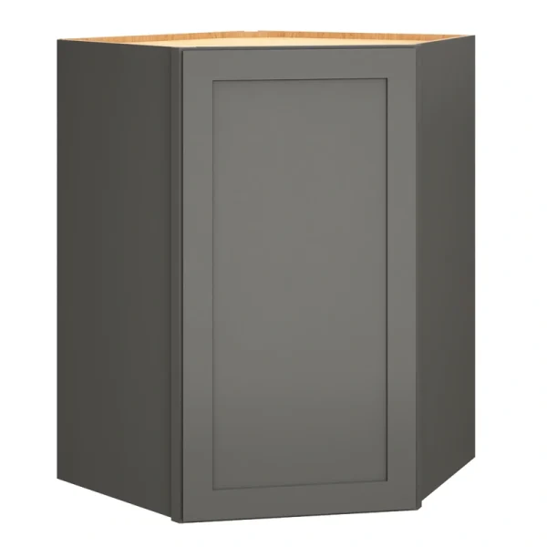 Diamond Express Jamestown 39-in W x 39-in H x 24-in D Moonstone Gray Diagonal Corner Wall Fully Assembled Plywood Cabinet (Recessed Panel Shaker Style)