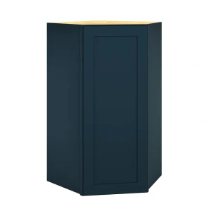 Diamond Express Jamestown 39-in W x 39-in H x 24-in D Regatta Blue Diagonal Corner Wall Fully Assembled Plywood Cabinet (Recessed Panel Shaker Style)