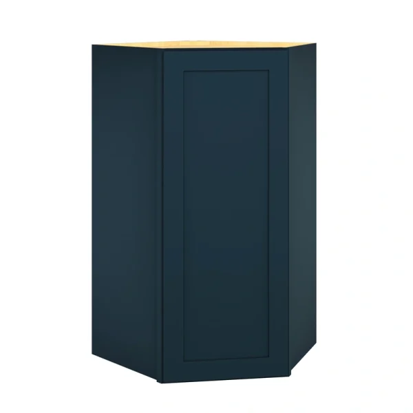 Diamond Express Jamestown 39-in W x 39-in H x 24-in D Regatta Blue Diagonal Corner Wall Fully Assembled Plywood Cabinet (Recessed Panel Shaker Style)