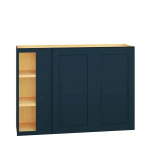 Diamond Express Jamestown 42-in W x 30-in H x 12-in D Regatta Blue Blind Corner Wall Fully Assembled Plywood Cabinet (Recessed Panel Shaker Style)