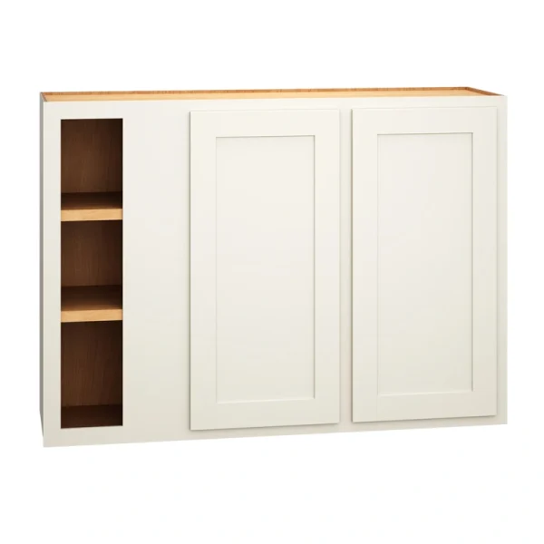 Diamond Express Jamestown 42-in W x 30-in H x 12-in D White Partial Overlay Blind Corner Wall Fully Assembled Plywood Cabinet (Recessed Panel Shaker Style)