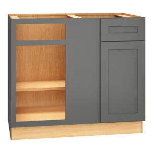 Diamond Express Jamestown 42-in W x 34.5-in H x 24-in D Moonstone Gray Blind 1-Drawer Corner Base Fully Assembled Plywood Cabinet (Recessed Panel Square Style)
