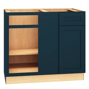 Diamond Express Jamestown 42-in W x 34.5-in H x 24-in D Regatta Blue Blind 1-Drawer Corner Base Fully Assembled Plywood Cabinet (Recessed Panel Square Style)