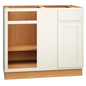 Diamond Express Jamestown 42-in W x 34.5-in H x 24-in D White Partial Overlay Blind 1-Drawer Corner Base Fully Assembled Plywood Cabinet (Recessed Panel Shaker Style)