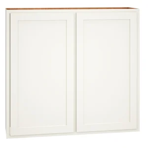 Diamond Express Jamestown 42-in W x 39-in H x 12-in D White Partial Overlay Wall Fully Assembled Plywood Cabinet (Recessed Panel Shaker Door Style)