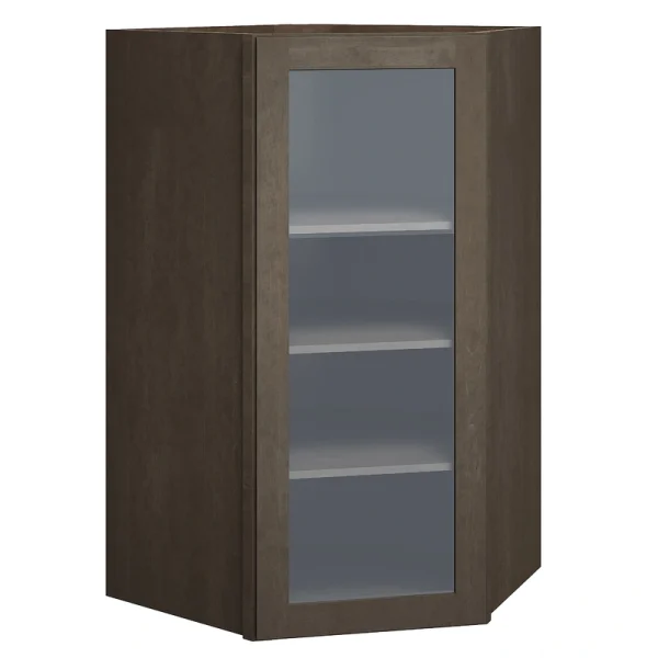 Diamond Express Jamestown 42-in W x 42-in H x 12-in D Colt Brown Diagonal Corner Wall Fully Assembled Plywood Cabinet (Recessed Panel Shaker Style)