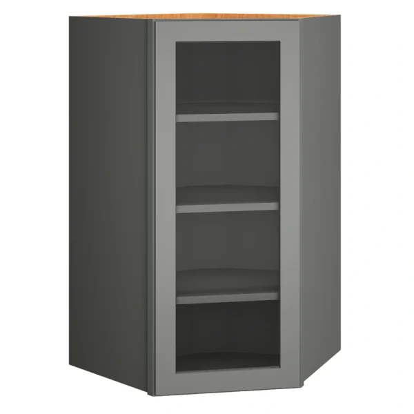 Diamond Express Jamestown 42-in W x 42-in H x 12-in D Moonstone Gray Diagonal Corner Wall Fully Assembled Plywood Cabinet (Recessed Panel Square Style)