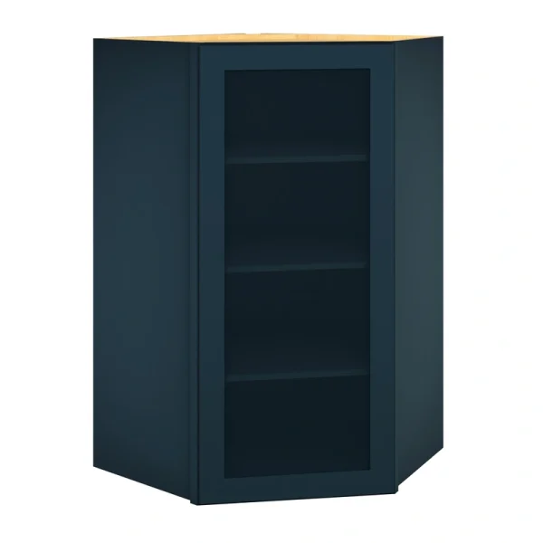 Diamond Express Jamestown 42-in W x 42-in H x 12-in D Regatta Blue Diagonal Corner Wall Fully Assembled Plywood Cabinet (Recessed Panel Shaker Style)