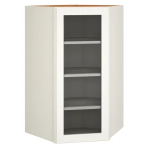 Diamond Express Jamestown 42-in W x 42-in H x 12-in D White Diagonal Corner Wall Fully Assembled Plywood Cabinet (Recessed Panel Shaker Style)