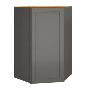 Diamond Express Jamestown 42-in W x 42-in H x 24-in D Moonstone Gray Diagonal Corner Wall Fully Assembled Plywood Cabinet (Recessed Panel Square Style)