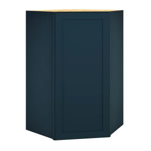 Diamond Express Jamestown 42-in W x 42-in H x 24-in D Regatta Blue Diagonal Corner Wall Fully Assembled Plywood Cabinet (Recessed Panel Shaker Style)