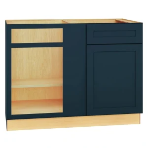 Diamond Express Jamestown 48-in W x 34.5-in H x 24-in D Regatta Blue Blind 1-Drawer Corner Base Fully Assembled Plywood Cabinet (Recessed Panel Square Style)