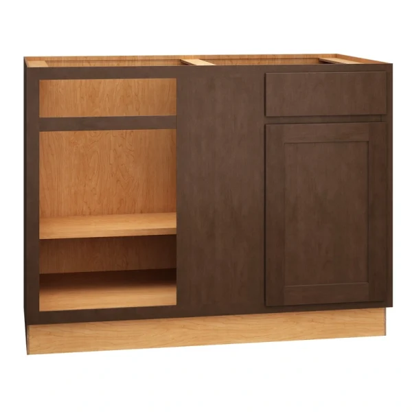 Diamond Express Jamestown 48-in W x 34.5-in H x 24-in D Thatch Partial Overlay Blind 1-Drawer Corner Base Fully Assembled Plywood Cabinet (Recessed Panel Shaker Style)