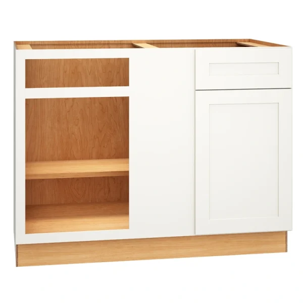 Diamond Express Jamestown 48-in W x 34.5-in H x 24-in D White Blind 1-Drawer Corner Base Fully Assembled Plywood Cabinet (Recessed Panel Shaker Style)