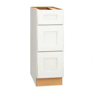 Diamond Express Macaulay 12-in W x 34.5-in H x 24-in D White 3-Drawer Base Fully Assembled Plywood Cabinet (Recessed Panel Square Style)