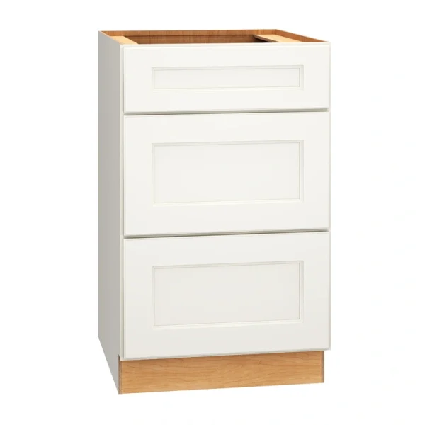 Diamond Express Macaulay 21-in W x 34.5-in H x 24-in D White 3-Drawer Base Fully Assembled Plywood Cabinet (Recessed Panel Square Style)