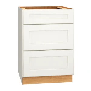Diamond Express Macaulay 24-in W x 34.5-in H x 24-in D White 3-Drawer Base Fully Assembled Plywood Cabinet (Recessed Panel Square Style)