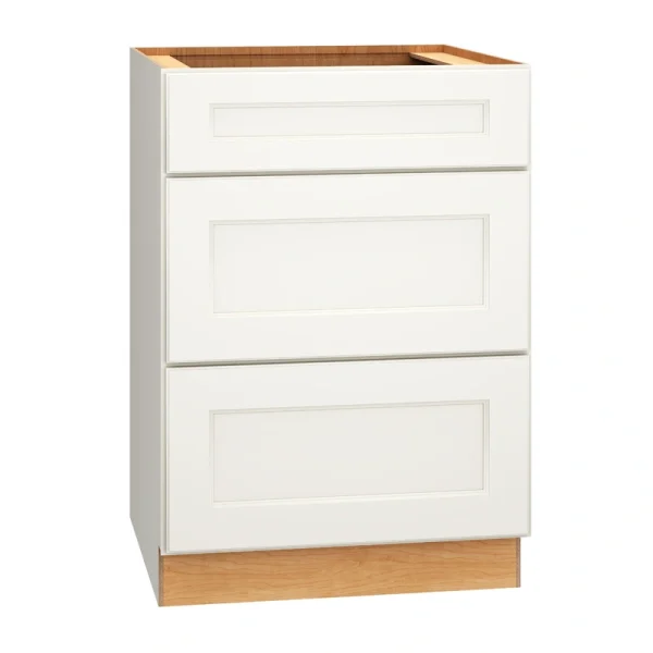 Diamond Express Macaulay 24-in W x 34.5-in H x 24-in D White 3-Drawer Base Fully Assembled Plywood Cabinet (Recessed Panel Square Style)