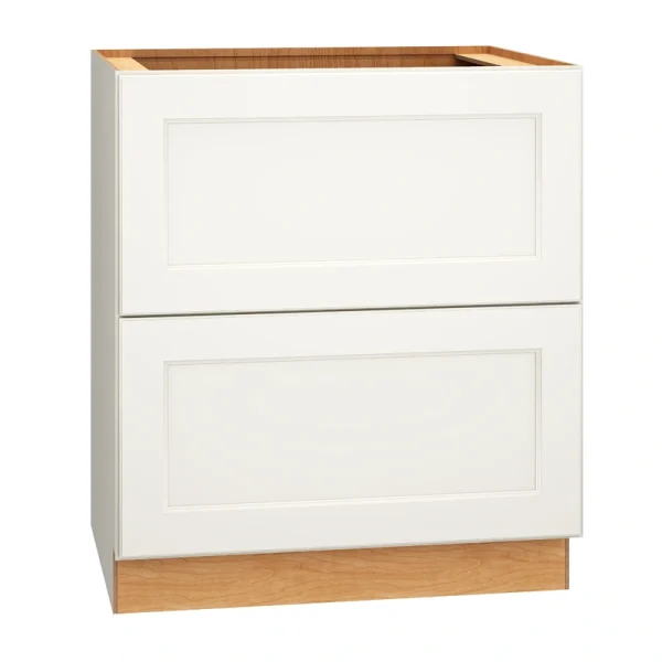 Diamond Express Macaulay 30-in W x 34.5-in H x 24-in D White 2-Drawer Base Fully Assembled Plywood Cabinet (Recessed Panel Square Style)