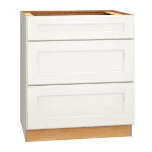 Diamond Express Macaulay 30-in W x 34.5-in H x 24-in D White 3-Drawer Base Fully Assembled Plywood Cabinet (Recessed Panel Shaker Style)