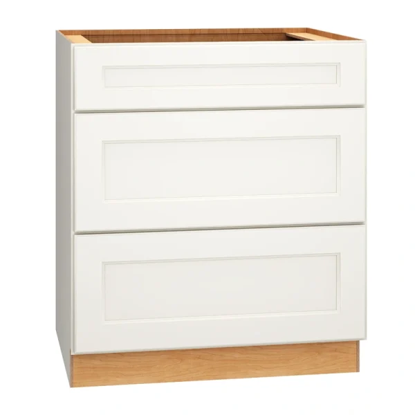 Diamond Express Macaulay 30-in W x 34.5-in H x 24-in D White 3-Drawer Base Fully Assembled Plywood Cabinet (Recessed Panel Shaker Style)
