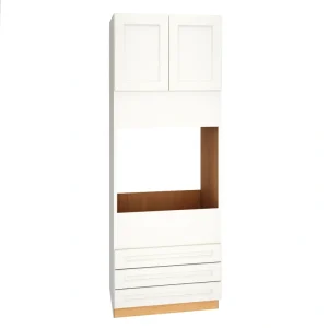 Diamond Express Macaulay 33-in W x 96-in H x 24-in D White 3-Drawers Single Oven Base Fully Assembled Plywood Cabinet (Recessed Panel Square Style)