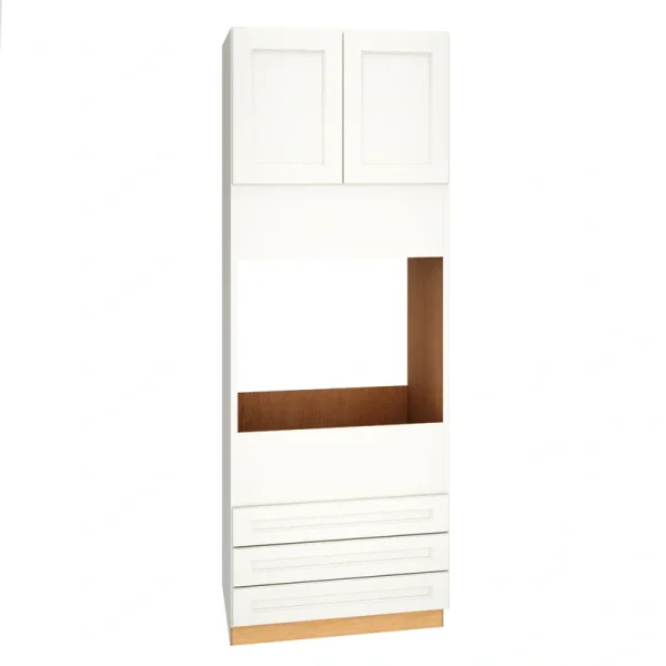 Diamond Express Macaulay 33-in W x 96-in H x 24-in D White 3-Drawers Single Oven Base Fully Assembled Plywood Cabinet (Recessed Panel Square Style)