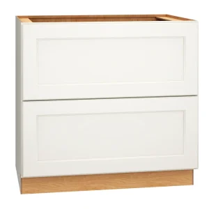 Diamond Express Macaulay 36-in W x 34.5-in H x 24-in D White 2-Drawer Base Fully Assembled Plywood Cabinet (Recessed Panel Square Style)