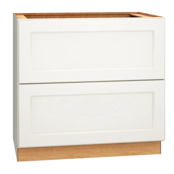 Diamond Express Macaulay 36-in W x 34.5-in H x 24-in D White 2-Drawer Base Fully Assembled Plywood Cabinet (Recessed Panel Square Style)
