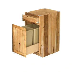 Diamond NOW Denver 18-in W x 35-in H x 23.75-in D Natural Rustic Hickory 1-Drawer Pull-out Wastebasket Base Fully Assembled Cabinet (Raised Panel Square Style)