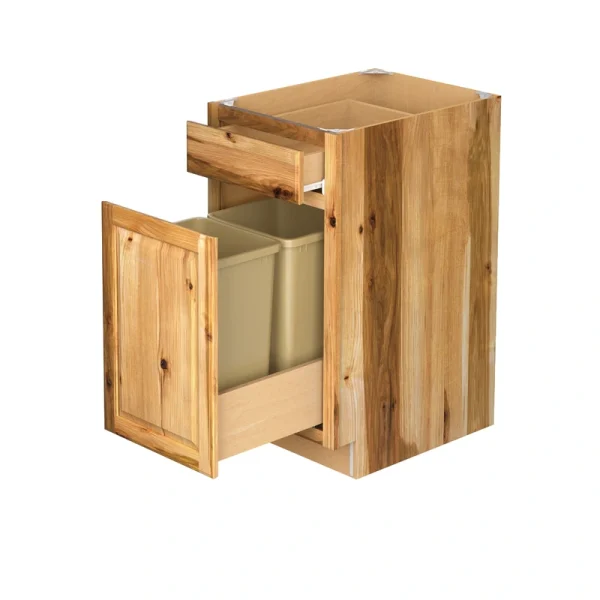 Diamond NOW Denver 18-in W x 35-in H x 23.75-in D Natural Rustic Hickory 1-Drawer Pull-out Wastebasket Base Fully Assembled Cabinet (Raised Panel Square Style)