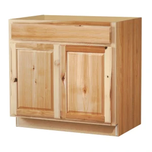 Diamond NOW Denver 36-in W x 35-in H x 23.75-in D Natural Rustic Hickory 1-Drawer Base Fully Assembled Cabinet (Raised Panel Square Style)