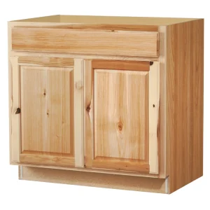 Diamond NOW Denver 36-in W x 35-in H x 23.75-in D Natural Rustic Hickory Sink Base Fully Assembled Cabinet (Raised Panel Square Style)