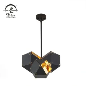 DLSS Lighting Black&Gold Cubic Modern Chandelier for Decoration Pendant Light