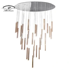 DLSS Lighting Co., Ltd Big Project Rose Gold LED Tube Chandelier